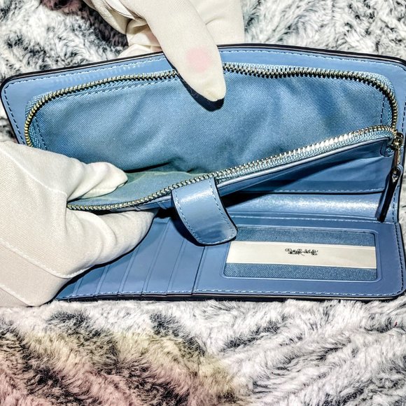 EUC - COACH SKINNY WALLET IN BLUEBELL REFINED CALF LEATHER (F58586) - Picture 4 of 6